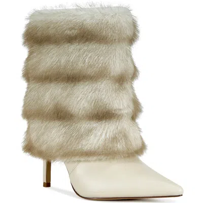 Azalea Wang Simon Faux Fur Bootie In Neutral