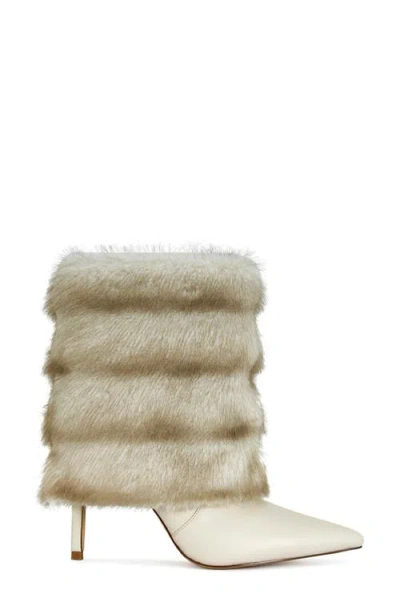 Azalea Wang Simon Faux Fur Bootie In Neutral