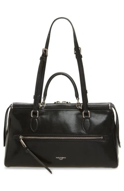 Dolce & Gabbana Black Leather Vittoria Handbag In Black