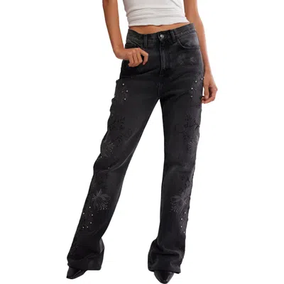 Free People Irie Embellished Bootcut Jeans In Black