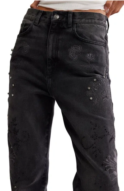 Free People Irie Embellished Bootcut Jeans In Black