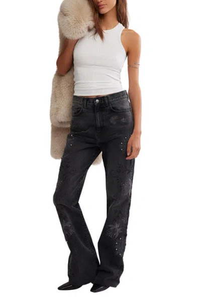 Free People Irie Embellished Bootcut Jeans In Black