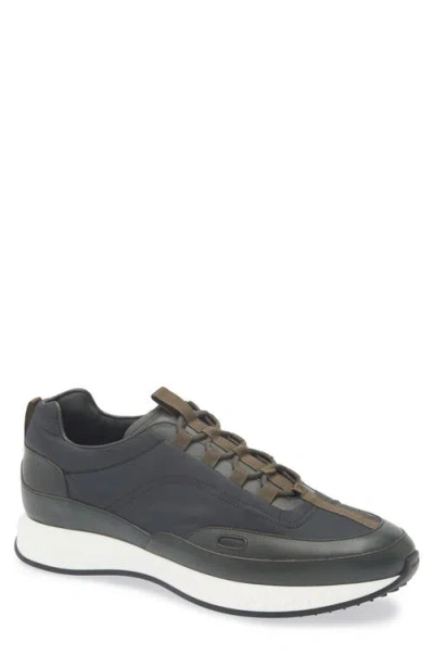 John Lobb Navy Blue Leather Sneakers In Black