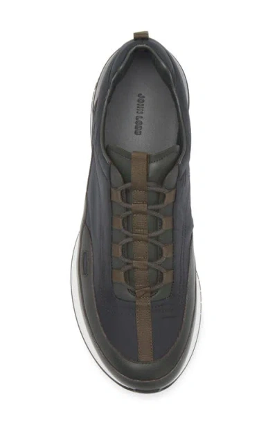 John Lobb Navy Blue Leather Sneakers In Black