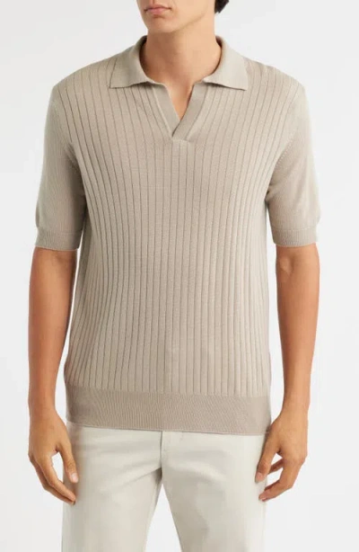Aurélien Buttonless Ribbed Top In Gray
