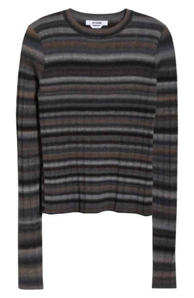 Re/done Space Dye Stripe Rib Wool Sweater In Multi