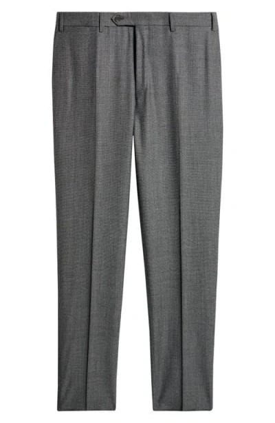 Canali Siena Regular Fit Grey Flat Front Super 130s Wool Dress Pants In Gray