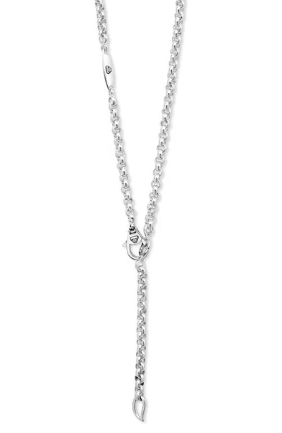 Lagos Signature Caviar 5-ring Station Chain Necklace In Silver