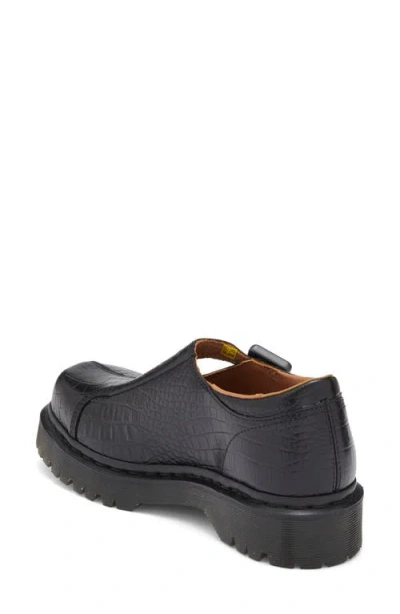 Dr. Martens Rejena Mj Analine Croc Emboss Woman Loafers Black Size 7 Leather