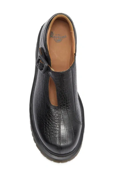 Dr. Martens Rejena Mj Analine Croc Emboss Woman Loafers Black Size 7 Leather