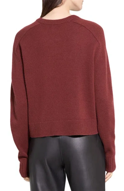 Theory Cashmere Cropped Crewneck Sweater In Burgundy