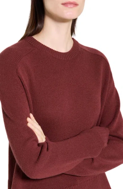 Theory Cashmere Cropped Crewneck Sweater In Burgundy