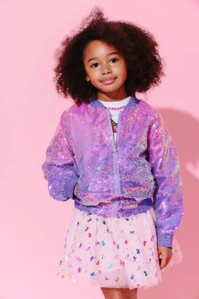 Lola + The Boys Lavender Haze Sequin Bomber In Purple