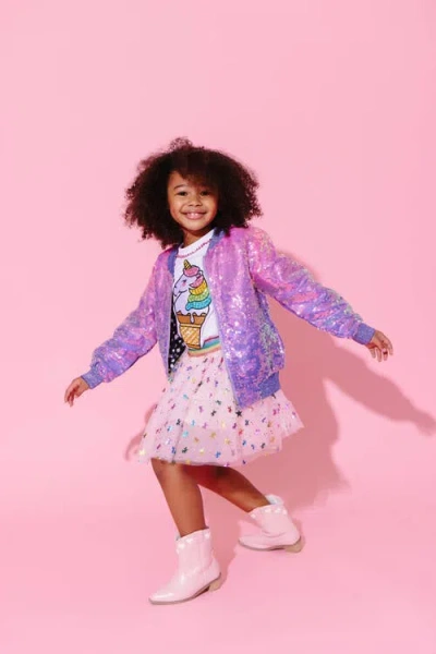 Lola + The Boys Lavender Haze Sequin Bomber In Purple