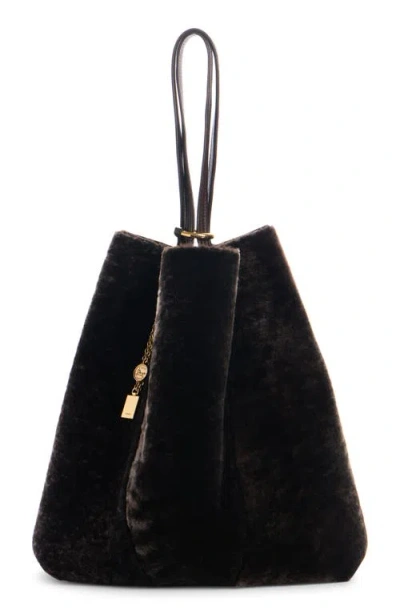 Chloé Chloe Women Dark Brown Shearling Large Chloã¨ Spin Shopping Bag In Brown