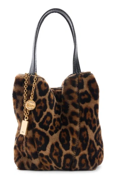 Chloé Small Chloe Spin Tote Bag In Leopard-print Shearling