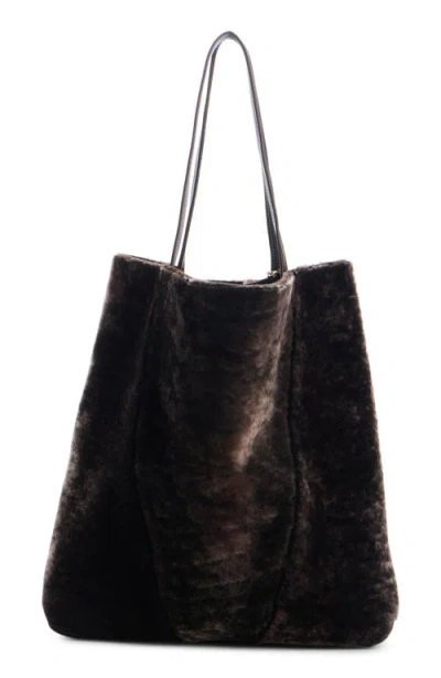 Chloé Chloe Women Dark Brown Shearling Large Chloã¨ Spin Shopping Bag In Brown