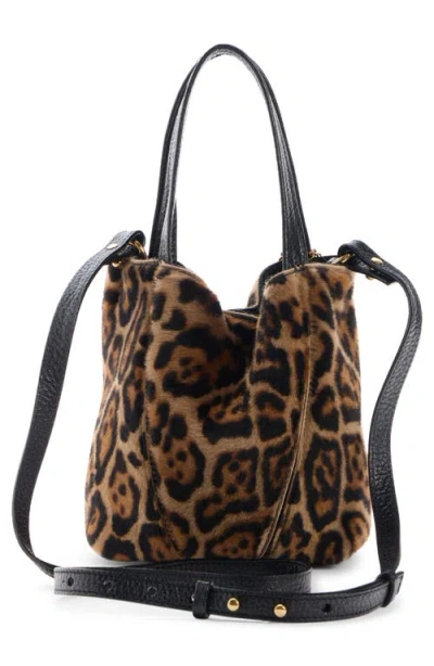 Chloé Small Chloe Spin Tote Bag In Leopard-print Shearling