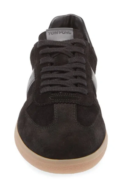 Tom Ford Leather Sneakers With Logo In Black