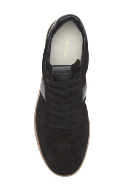 Tom Ford Leather Sneakers With Logo In Black