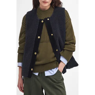 Barbour Dulsie High Pile Fleece Quilted Vest In Black