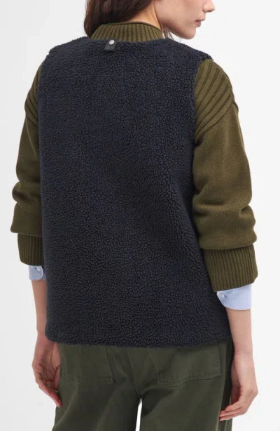 Barbour Dulsie High Pile Fleece Quilted Vest In Black