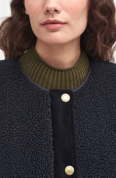 Barbour Dulsie High Pile Fleece Quilted Vest In Black