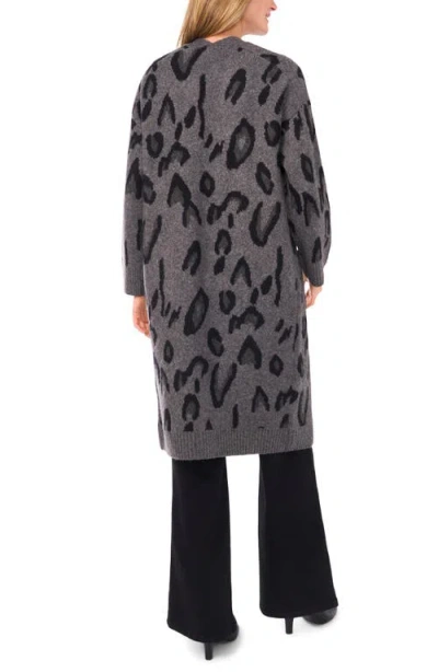 Vince Camuto Open Front Animal Print Cardigan In Gray