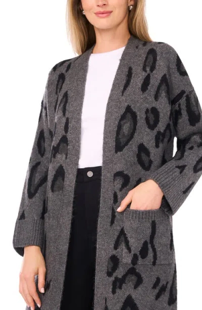 Vince Camuto Open Front Animal Print Cardigan In Gray