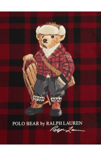 Polo Ralph Lauren Polo Bear Checked Cotton Jersey T-shirt In Brown