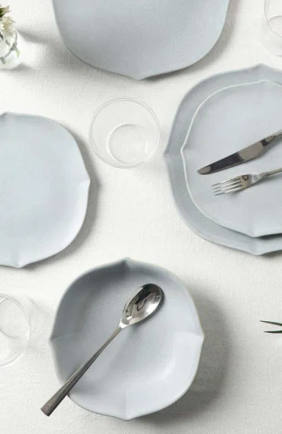 Stone Lain Baskerville Stoneware 16-piece Dinnerware Set, Includes Glassware In White