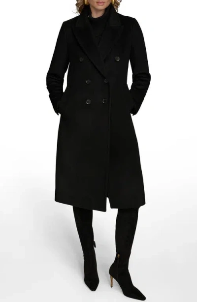 Donna Karan New York Tailored Double Breasted Wool Blend Coat In Black
