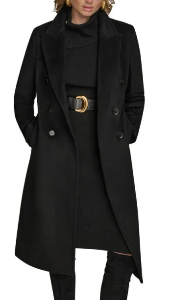 Donna Karan New York Tailored Double Breasted Wool Blend Coat In Black