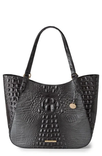 Brahmin Aliza Croc Embossed Leather Tote In Black