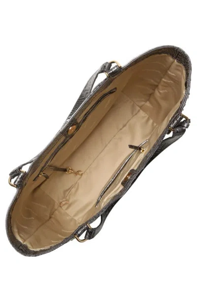 Brahmin Aliza Croc Embossed Leather Tote In Black