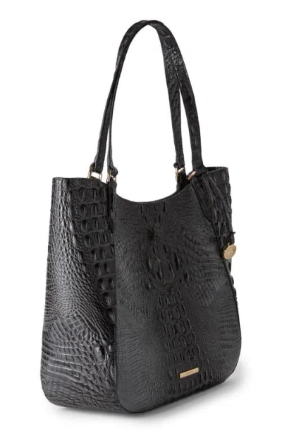 Brahmin Aliza Croc Embossed Leather Tote In Black