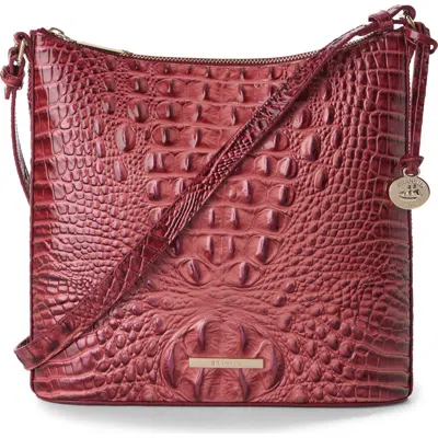 Brahmin Katie Croc Embossed Leather Crossbody Bag In Red