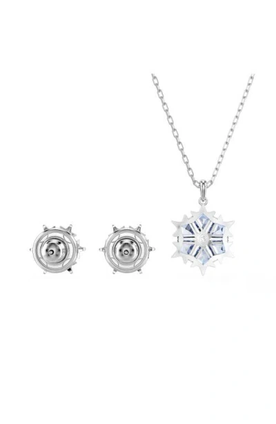 Swarovski Magic Snowflake Rhodium Plated Earrings And Necklace Set In Multi