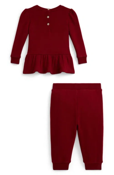 Ralph Lauren Skater Peplum Graphic Sweatshirt & Joggers Set In Multi