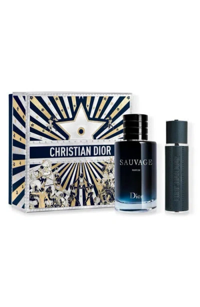 Dior Limited Edition Sauvage Parfum And Travel Spray Gift Set In Transparent