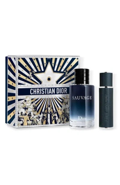 Dior Limited Edition Sauvage Parfum And Travel Spray Gift Set In Transparent