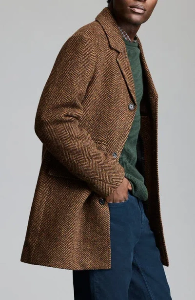 Billy Reid Herringbone Astor Coat In Dark Brown Herringbone