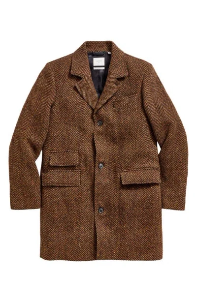 Billy Reid Herringbone Astor Coat In Dark Brown Herringbone