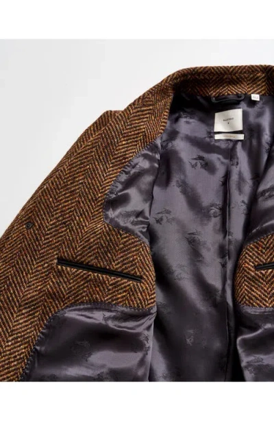 Billy Reid Herringbone Astor Coat In Dark Brown Herringbone