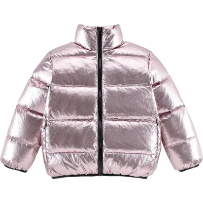 Calonie Kids' Finley Waterproof Metallic Down Puffer Jacket In Purple