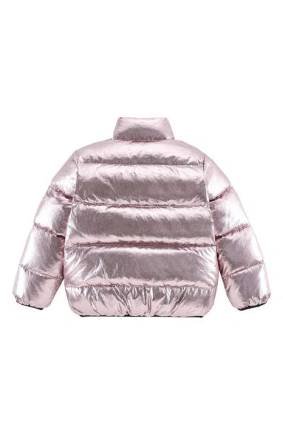 Calonie Kids' Finley Waterproof Metallic Down Puffer Jacket In Purple
