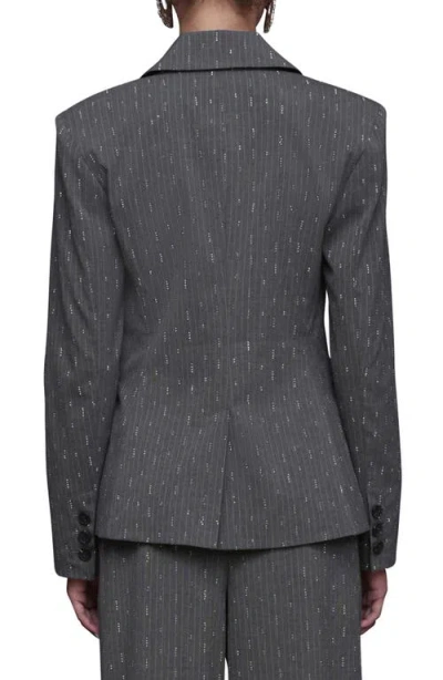 Avec Les Filles Rhinestone Detail Pinstripe Blazer In Gray