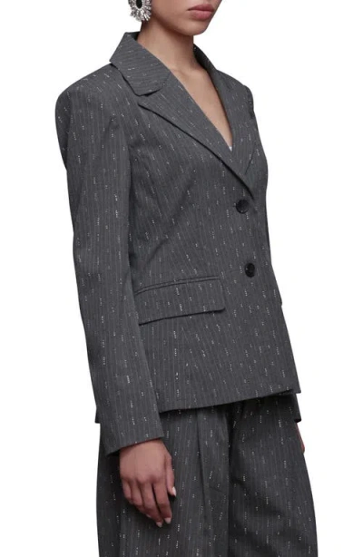 Avec Les Filles Rhinestone Detail Pinstripe Blazer In Gray