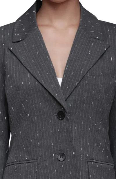 Avec Les Filles Rhinestone Detail Pinstripe Blazer In Gray