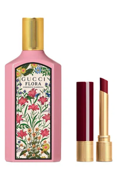 Gucci Womens Flora Eau De Parfum And Lip Gift Set In Burgundy